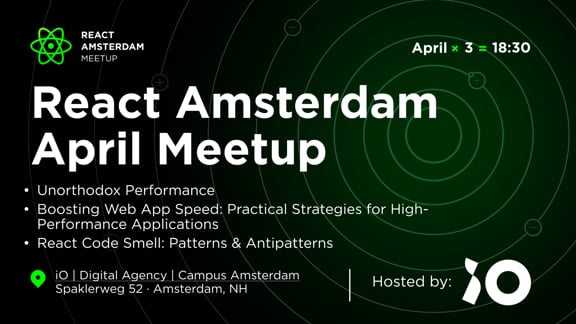 Event Cover Photo for React Amsterdam Meetup: Boosting Web App Speed & more