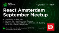 Event Cover Photo for React Amsterdam Meetup: From RAGs to Rich UX's & more