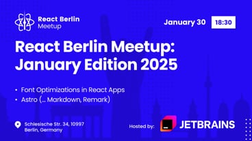 Cover Photo for React Berlin January Meetup: Font Optimizations in React Apps & more