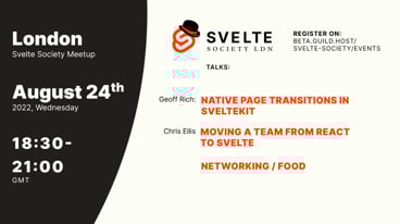 Cover Photo for Svelte London - August 2022 Meetup