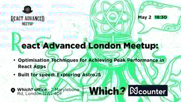 Cover Photo for React Advanced London Meetup: Techniques for Achieving Peak Performance & more