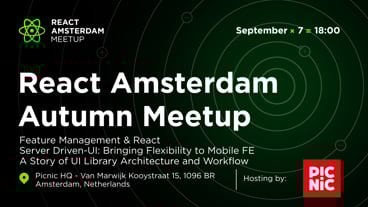 Cover Photo for React Amsterdam Autumn: Feature Management & React, Server driven-UI and more