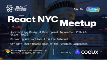 Cover Photo for React.NYC Meetup -  Accelerating Design & Development Innovation & more