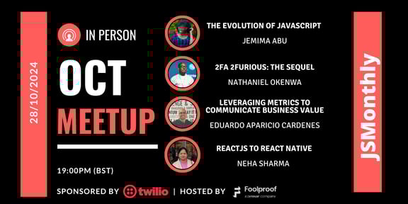 Event Cover Photo for JSMONTHLY OCTOBER MEETUP