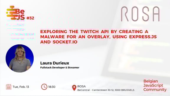 Event Cover Photo for BeJS #32  : Explore Twitch API  with ExperssJS, NodeJS & Web Sockets 