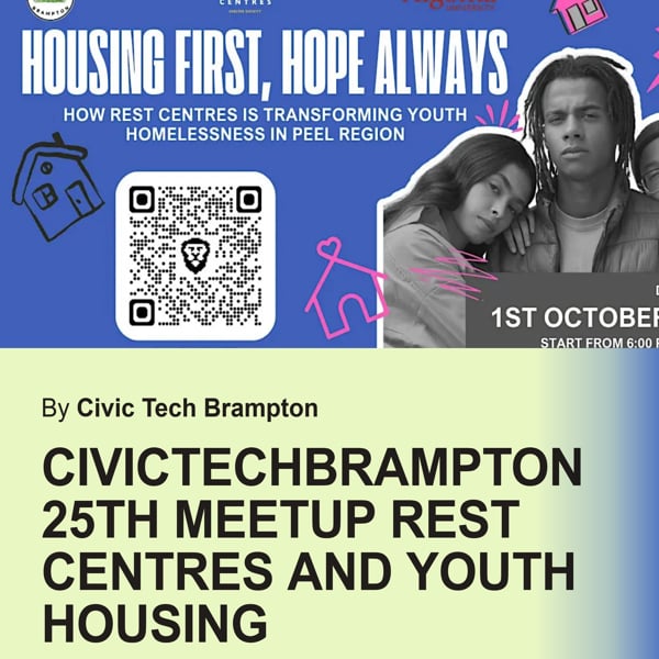 Event Cover Photo for CivicTechBrampton 25th Meetup Rest Centres and Youth Housing