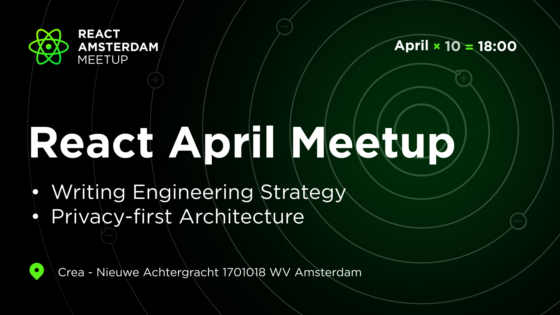 Event Cover Photo for React April Amsterdam: Writing Engineering Strategy & more