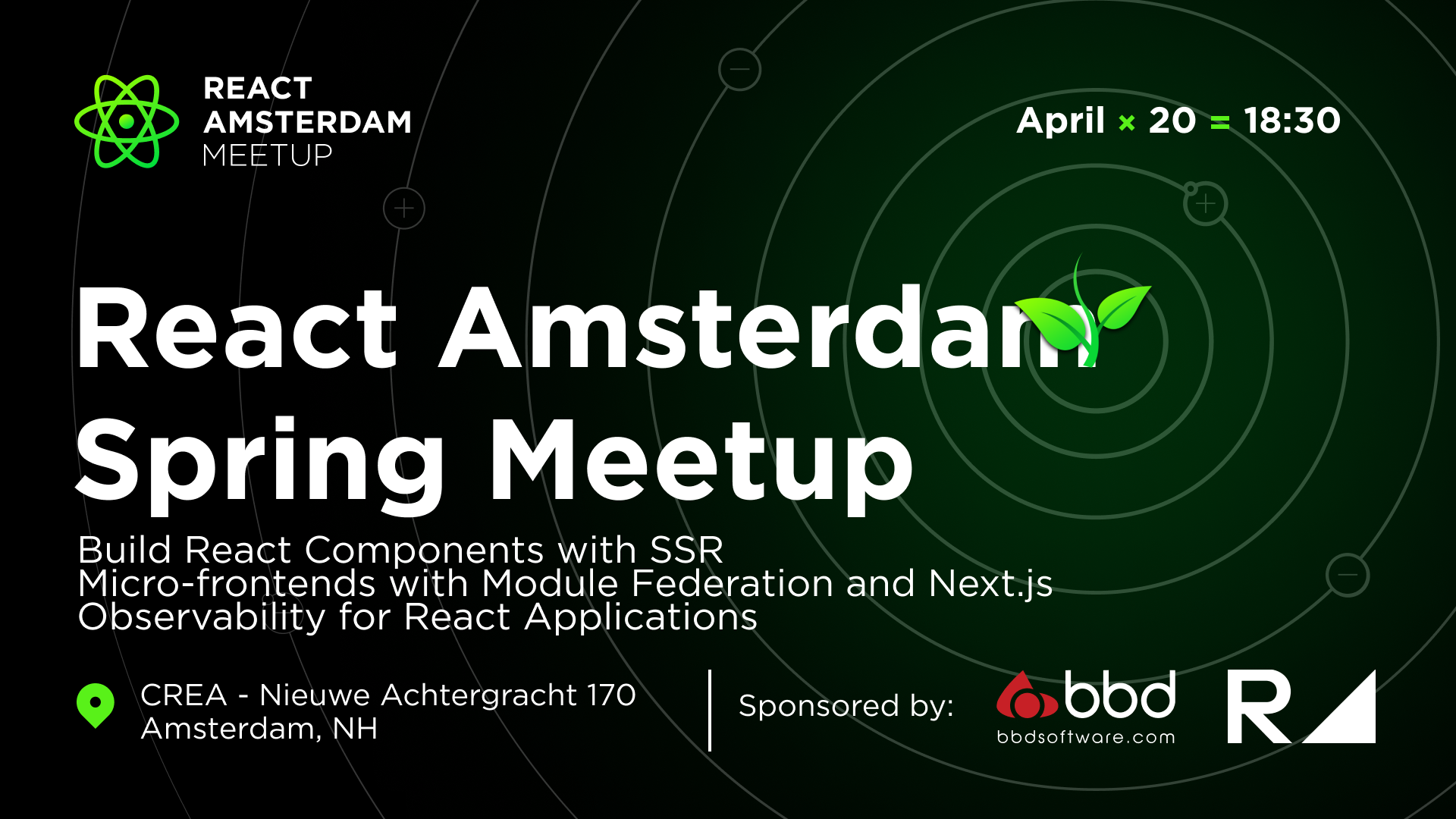 Event Cover Photo for React Amsterdam Spring: SSR Components, Micro-frontends, Observability & more