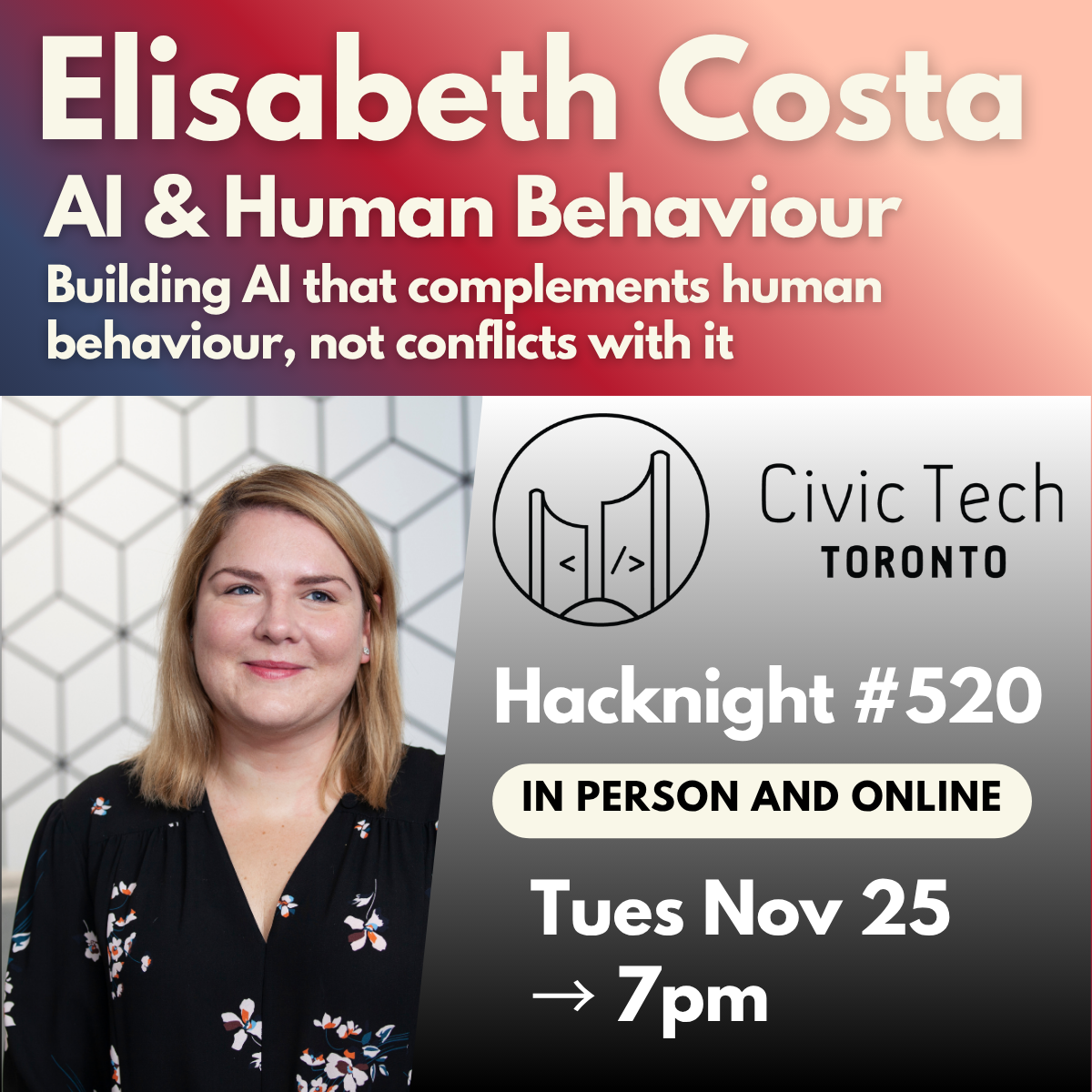 Event Cover Photo for Civic Hacknight #520: AI & Human Behaviour: Building AI that complements human behaviour, not conflicts with it