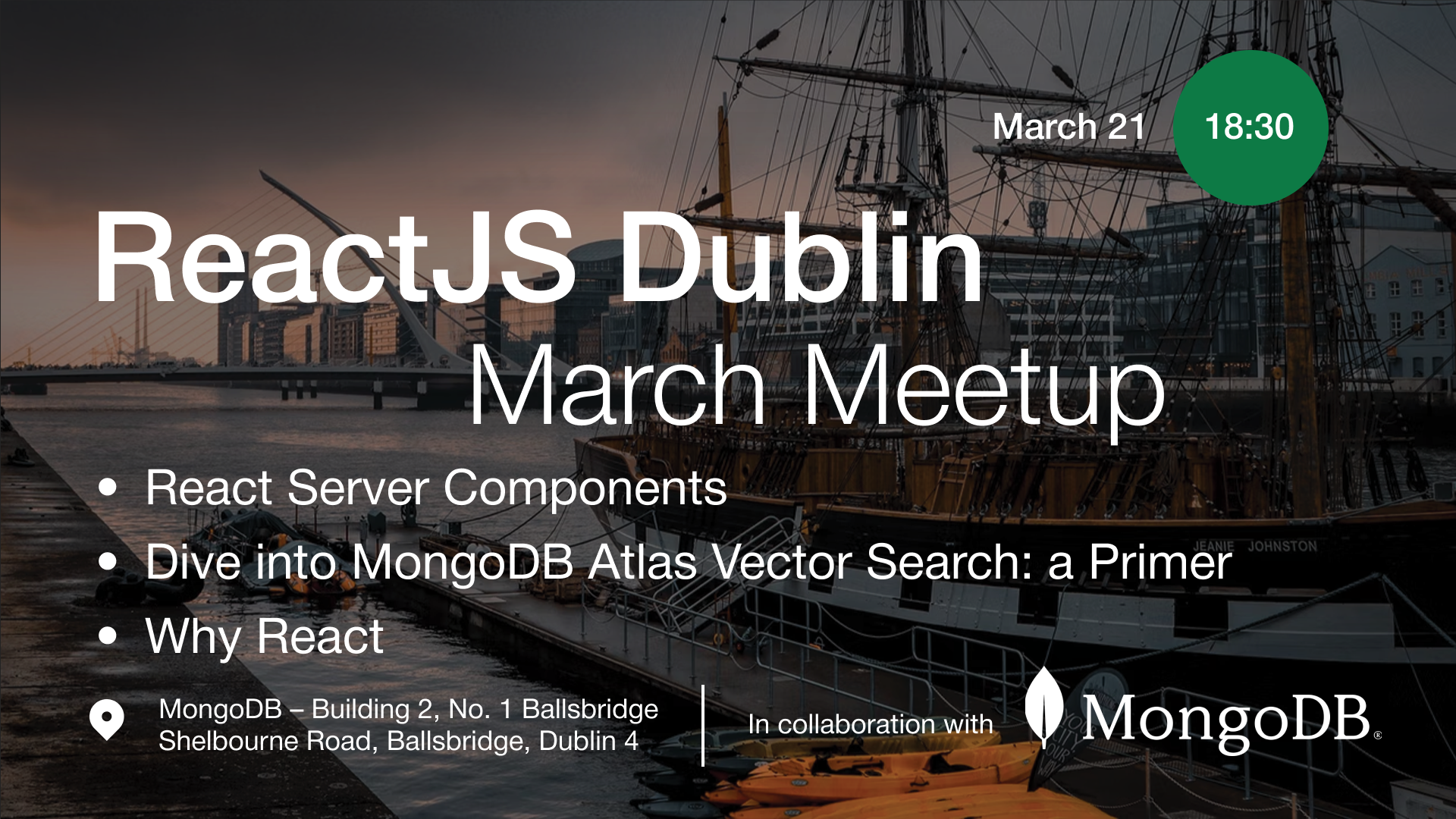 Event Cover Photo for React Dublin Spring Meetup: React Server Components & more