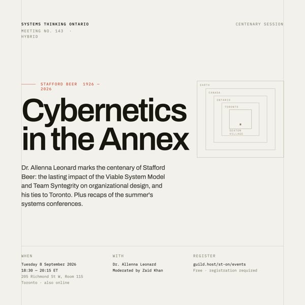 Event Cover Photo for Cybernetics in the Annex: Commemorating Stafford Beer’s Centenary + Summer Conferences Recap