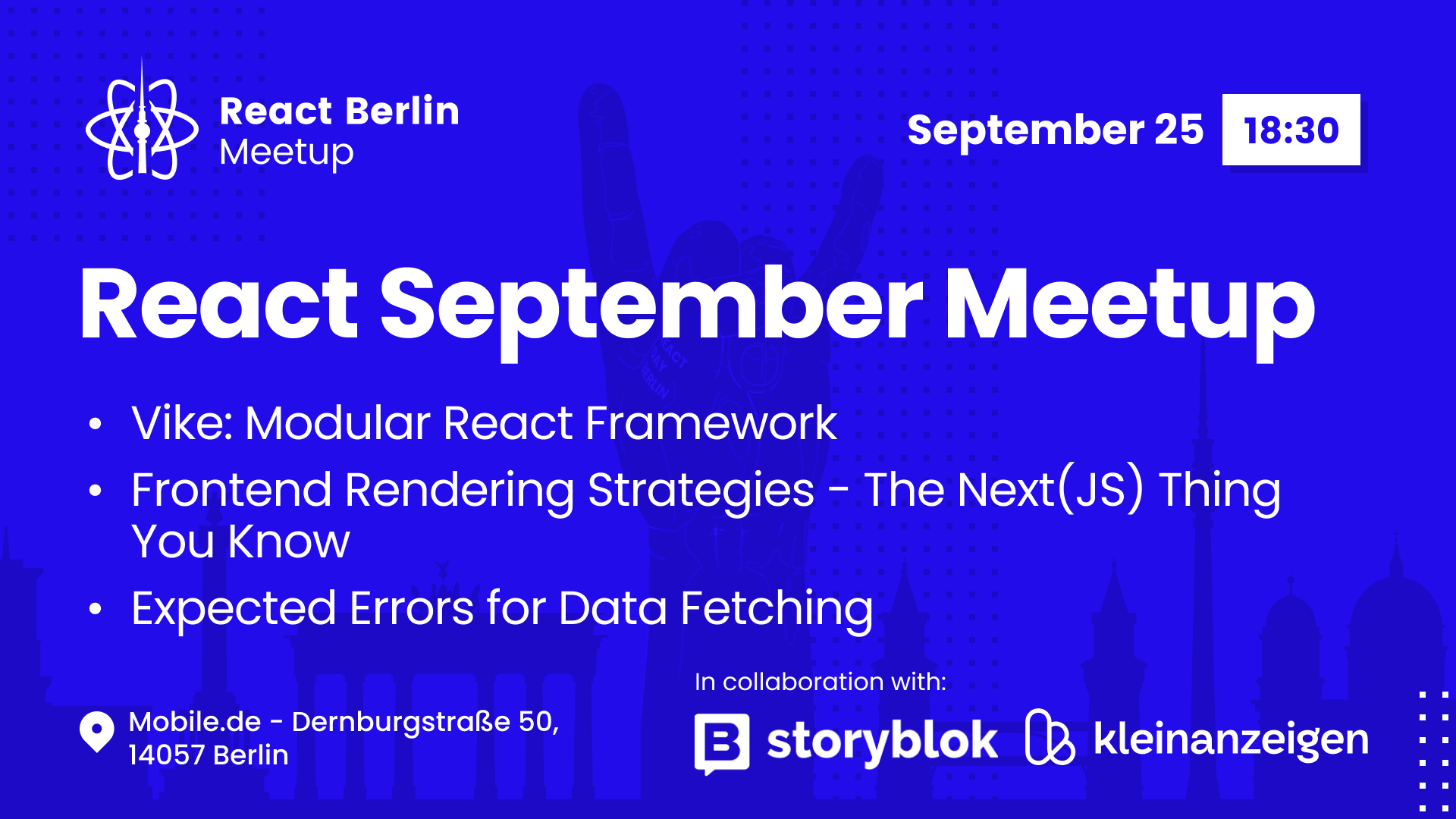 Event Cover Photo for React Berlin Meetup: the next generation of React framework & more