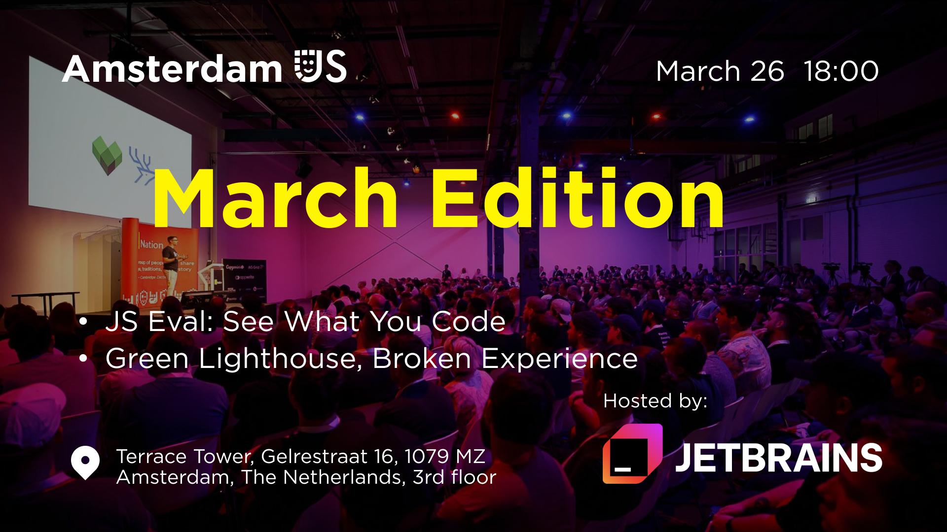 Event Cover Photo for AmsterdamJS Meetup: Instant Code Evaluation & more