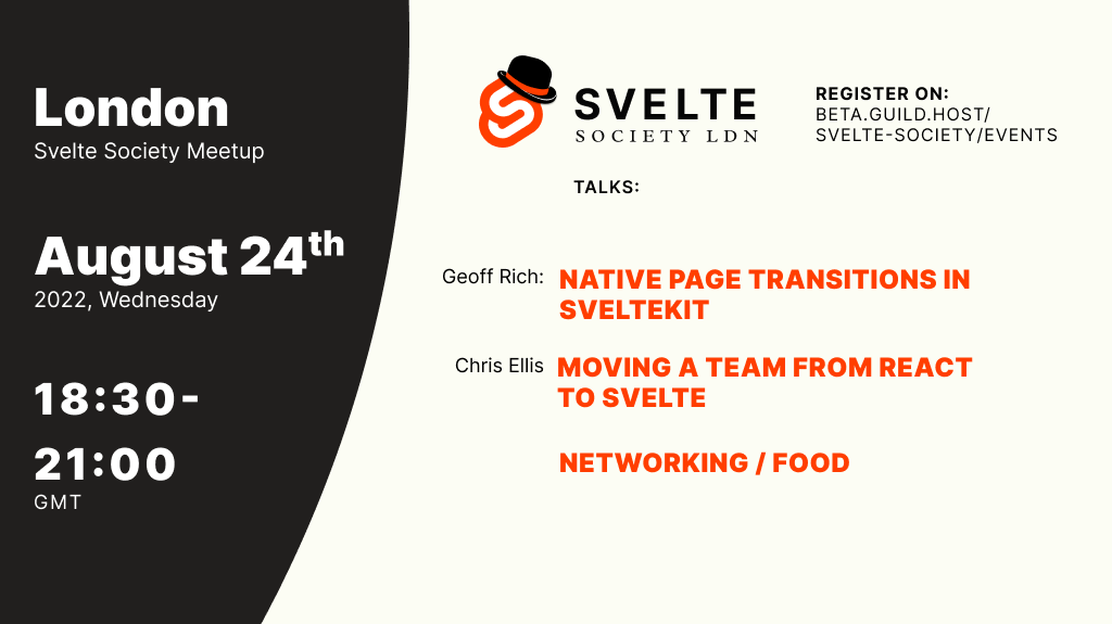 Event Cover Photo for Svelte London - August 2022 Meetup