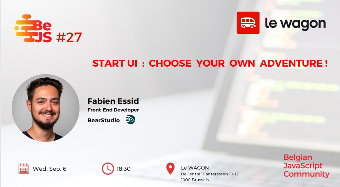Cover Photo for BeJS #27 | Start UI : Choose Your Own Adventure !
