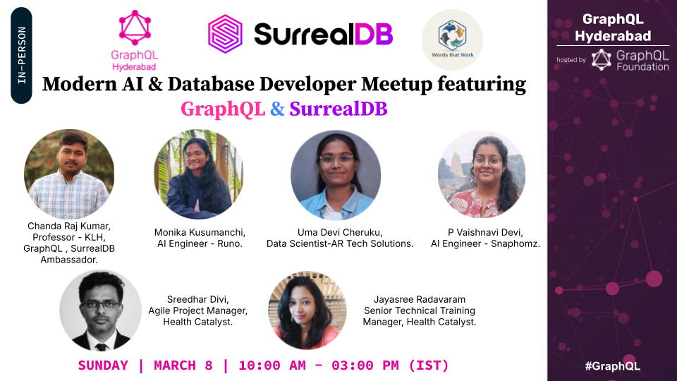 Cover Photo for Modern AI & Database Developer Meetup featuring  GraphQL & SurrealDB 