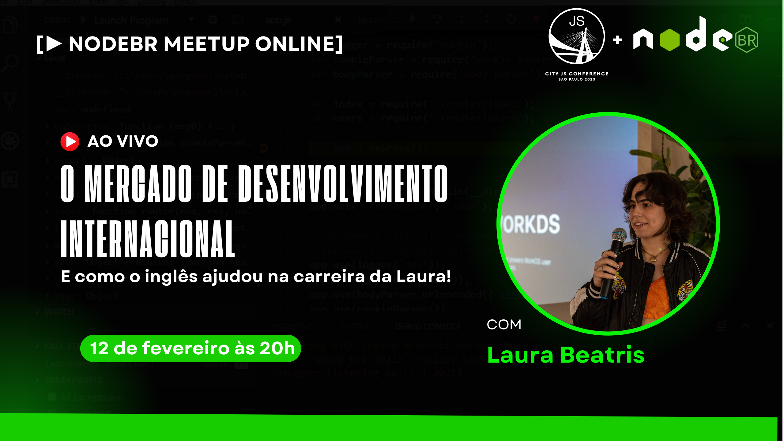 Cover Photo for [▶️LIVE NODEBR] - Inglês Para Mercado De Desenvolvimento - Laura Beatris
