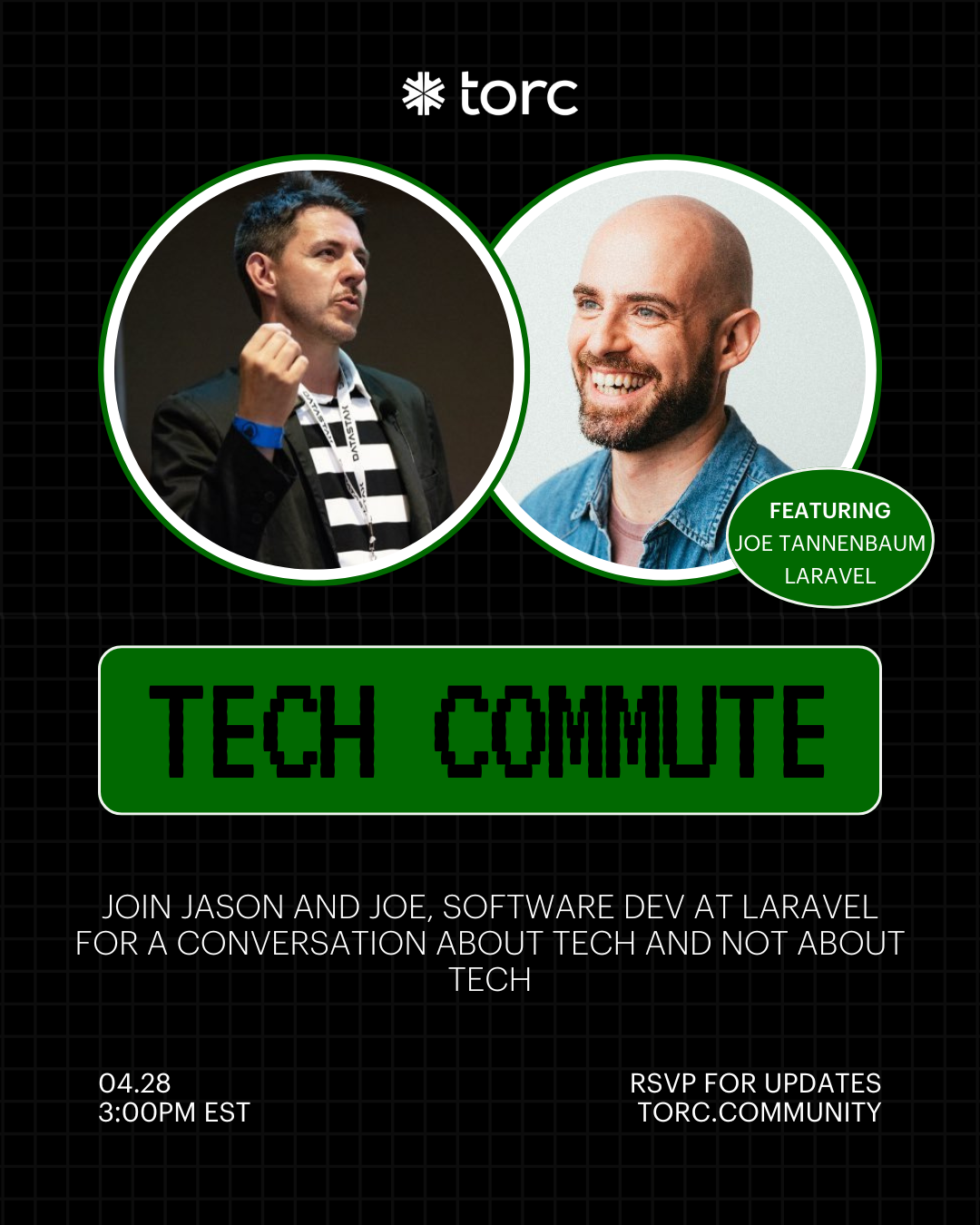 Cover Photo for #techcommute with Jason Torres and Joe Tannenbaum
