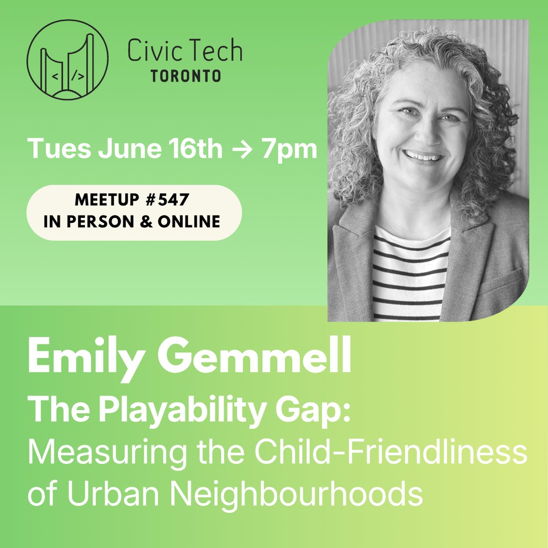 Cover Photo for Civic Meetup #547: The Playability Gap: Measuring the Child-Friendliness of Urban Neighbourhoods