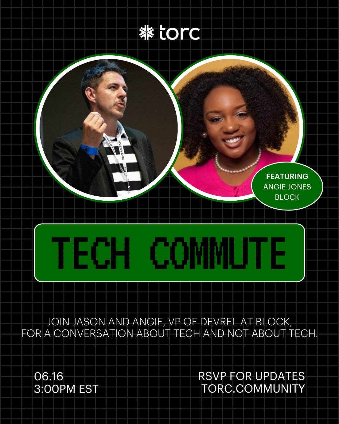 Cover Photo for #techcommute with Angie Jones