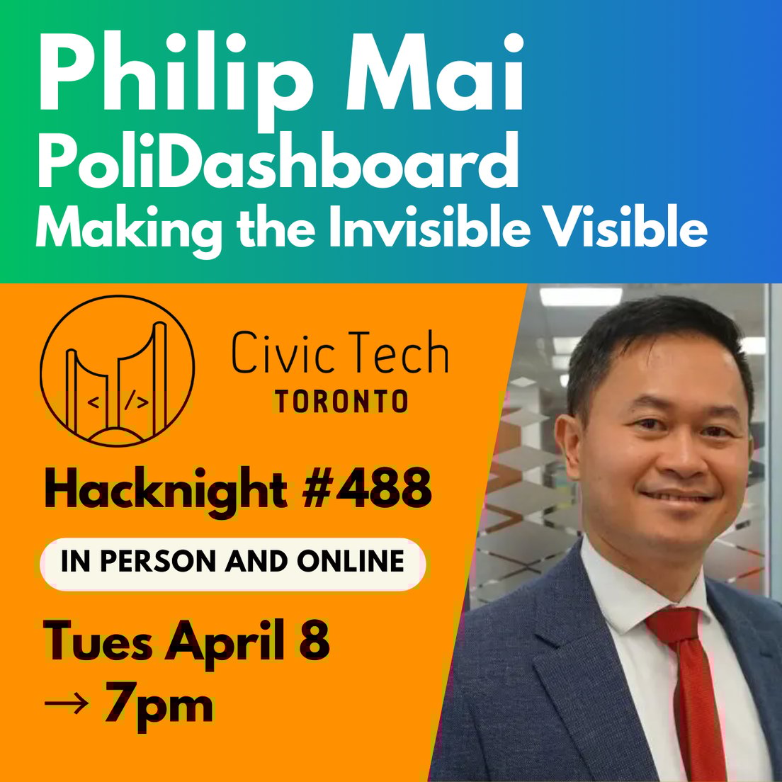Cover Photo for Civic Hacknight #488: PoliDashboard — Making the Invisible Visible