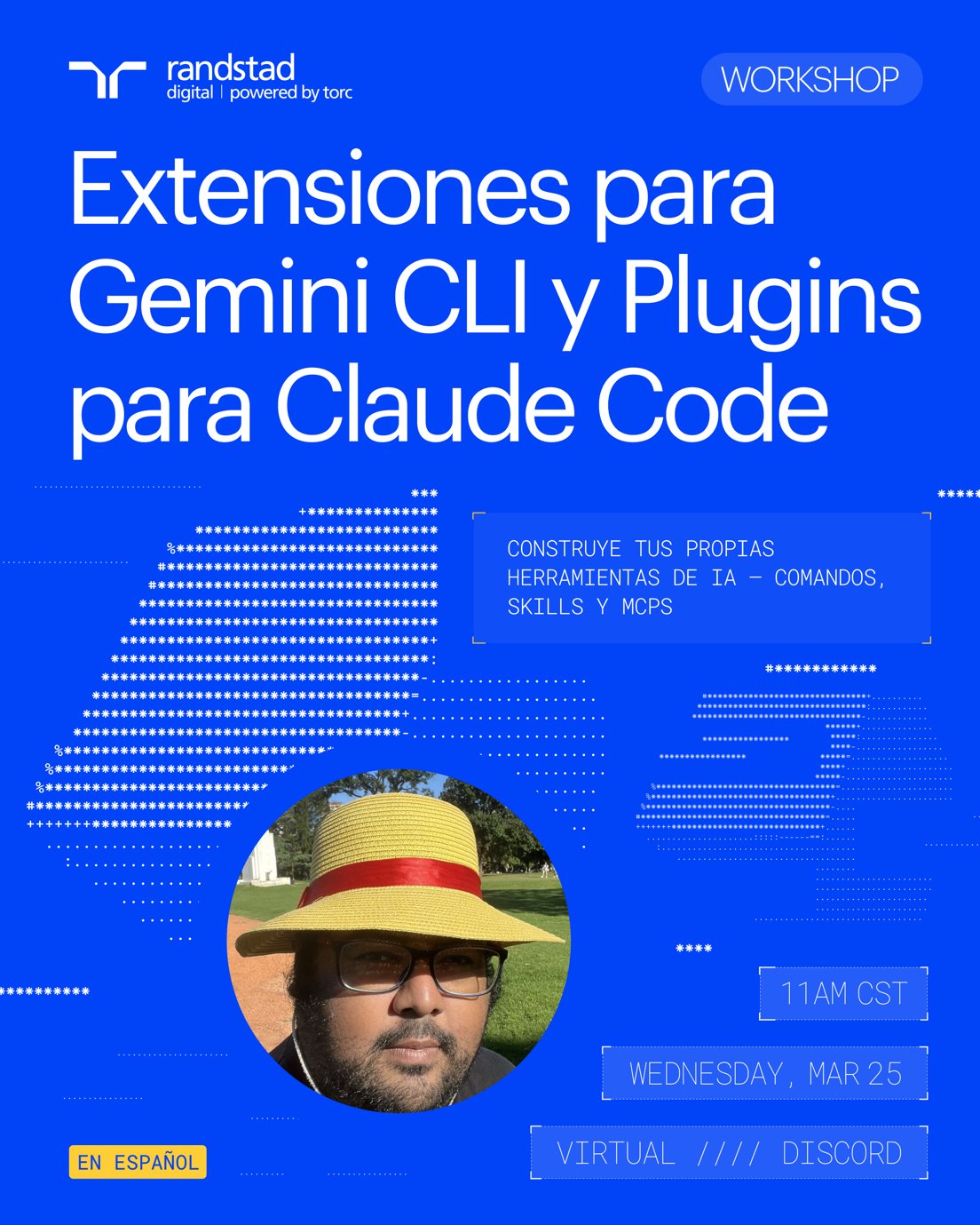 Cover Photo for Workshop: Crea extensiones para Gemini y plugins para Claude Code desde cero