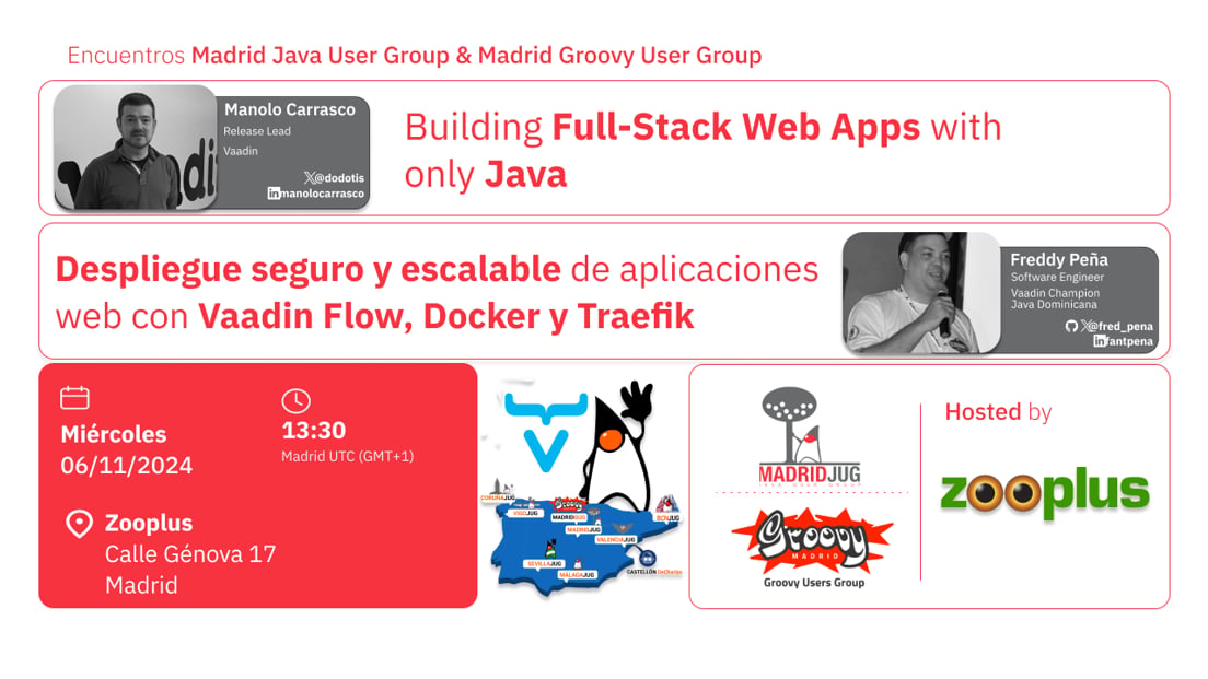 Cover Photo for Construye y Despliega full stack web apps en Java con Vaadin  [Presencial]