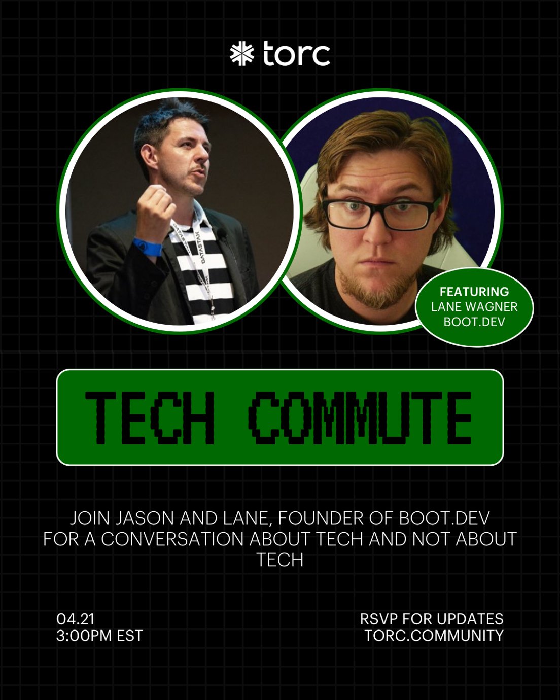Cover Photo for #techcommute with Jason Torres and Lane Wagner