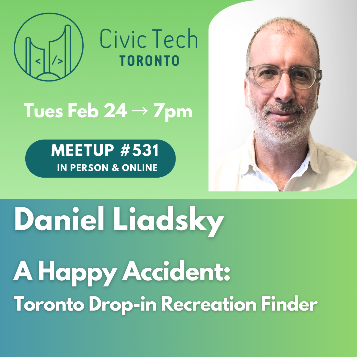 Cover Photo for Civic Meetup #531: A Happy Accident: Toronto Drop-in Recreation Finder