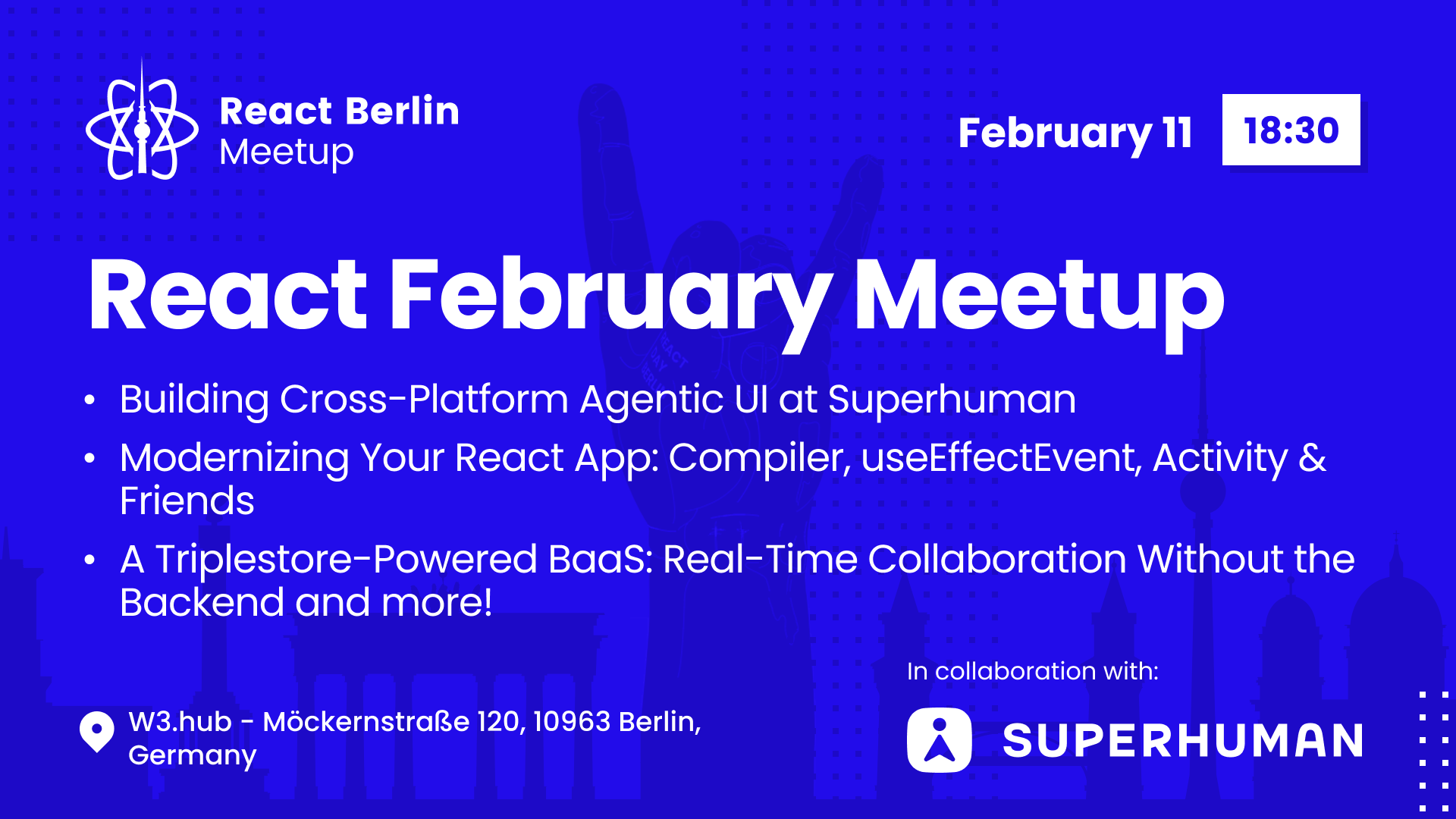 Cover Photo for React Berlin Meetup: Modernizing React apps & more!