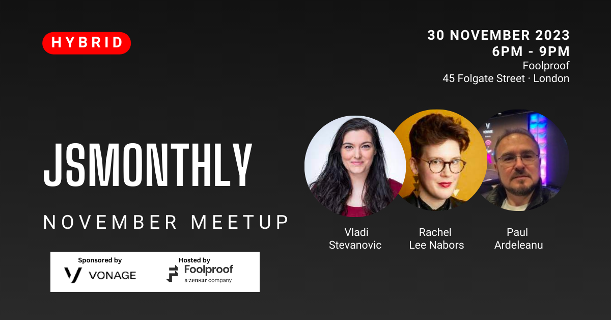 Cover Photo for JS Monthly, November Meetup