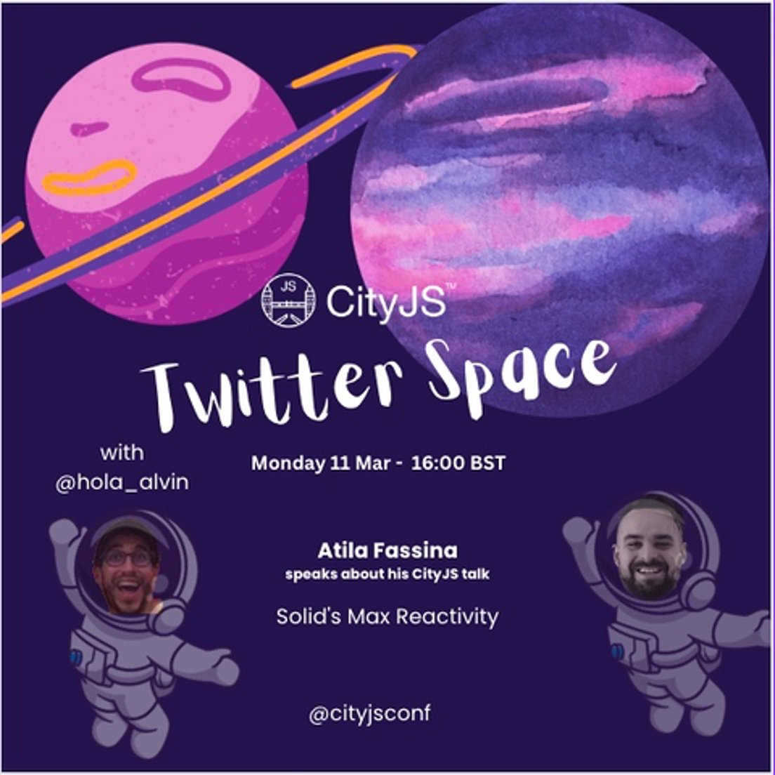 Cover Photo for CityJS Twitter Spaces - Attila Fassina - Solid's Max Reactivity