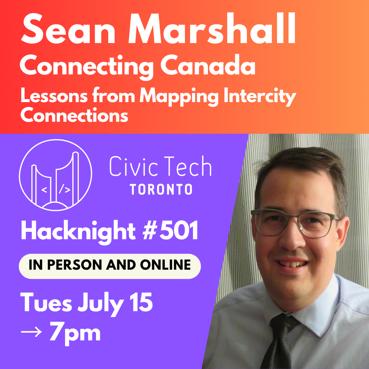 Cover Photo for Civic Hacknight #501: Connecting Canada – Lessons from Mapping Intercity Connections