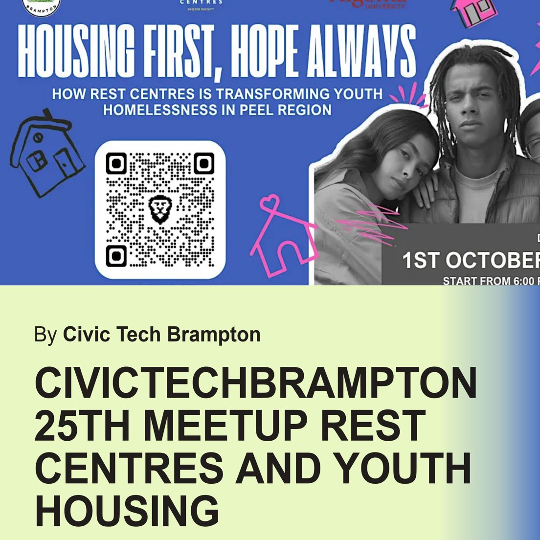 Cover Photo for CivicTechBrampton 25th Meetup Rest Centres and Youth Housing