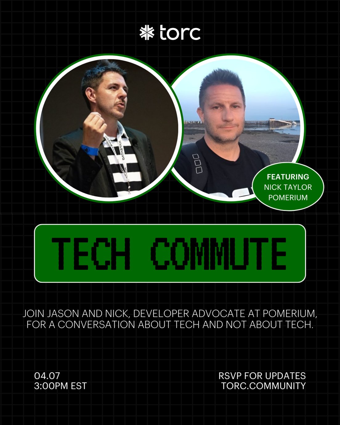 Cover Photo for #techcommute with Jason Torres and Nick Taylor