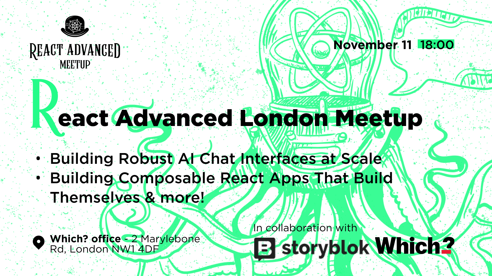 Cover Photo for React Advanced London Meetup: Building Robust AI Chat Interfaces & more!