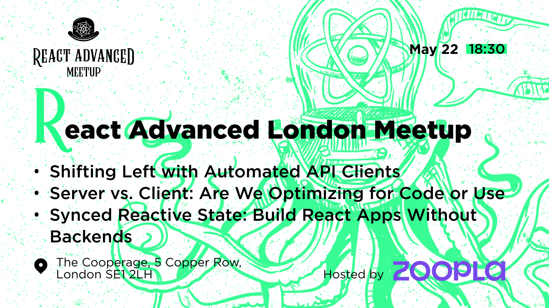 Cover Photo for React Advanced London Meetup: Shifting Left with Automated API Clients & more!