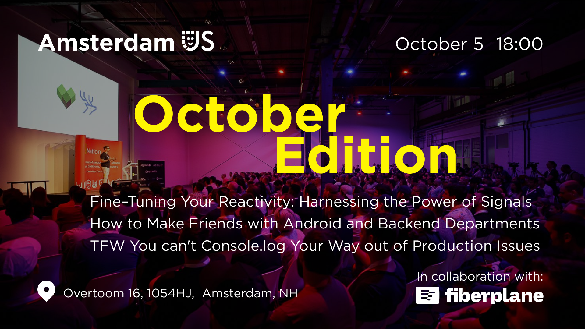 Event Cover Photo for AmsterdamJS Meetup: Fine–Tuning Your Reactivity & more