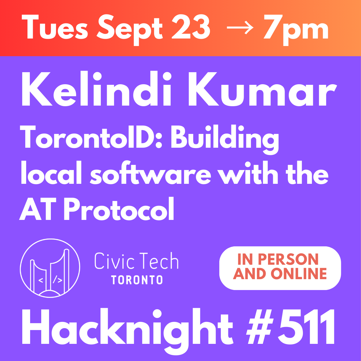 Event Cover Photo for Civic Hacknight #511: TorontoID: Building local software with the AT Protocol