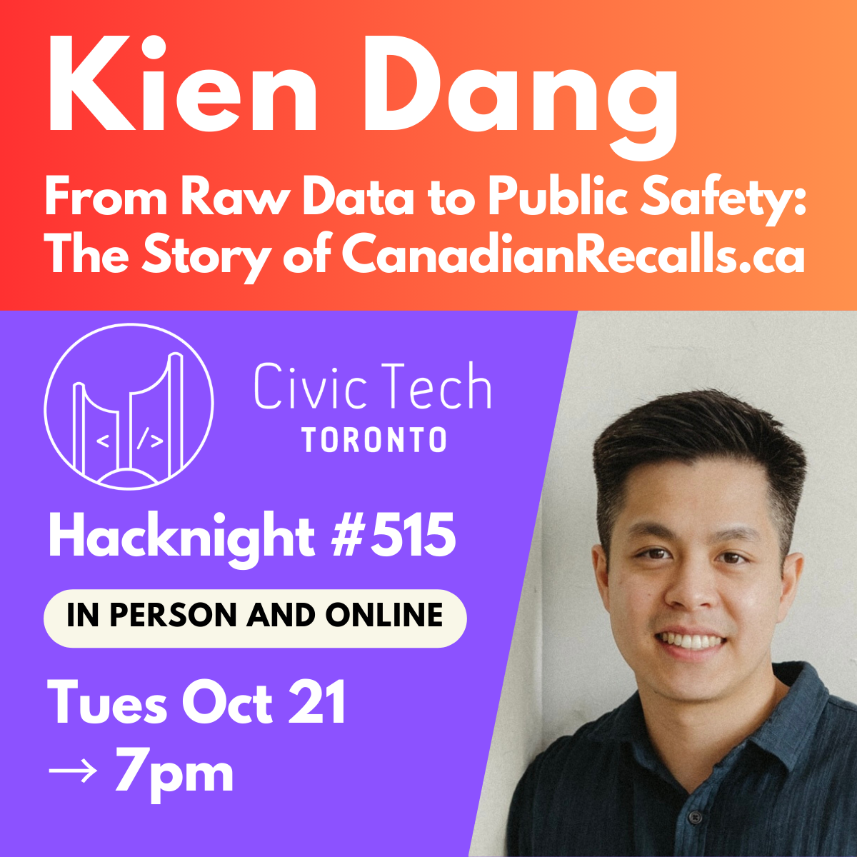 Event Cover Photo for Civic Hacknight #515: From Raw Data to Public Safety: The Story of CanadianRecalls.ca