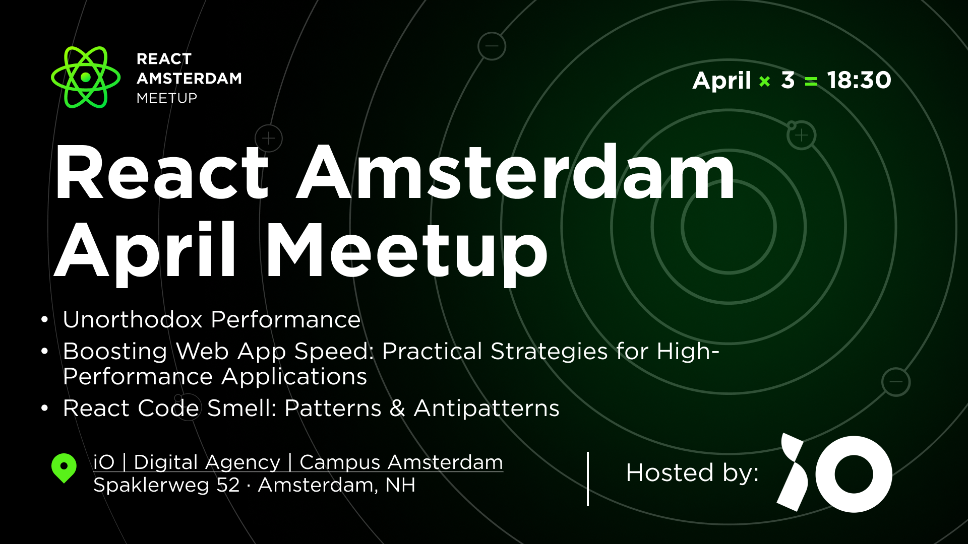 Event Cover Photo for React Amsterdam Meetup: Boosting Web App Speed & more