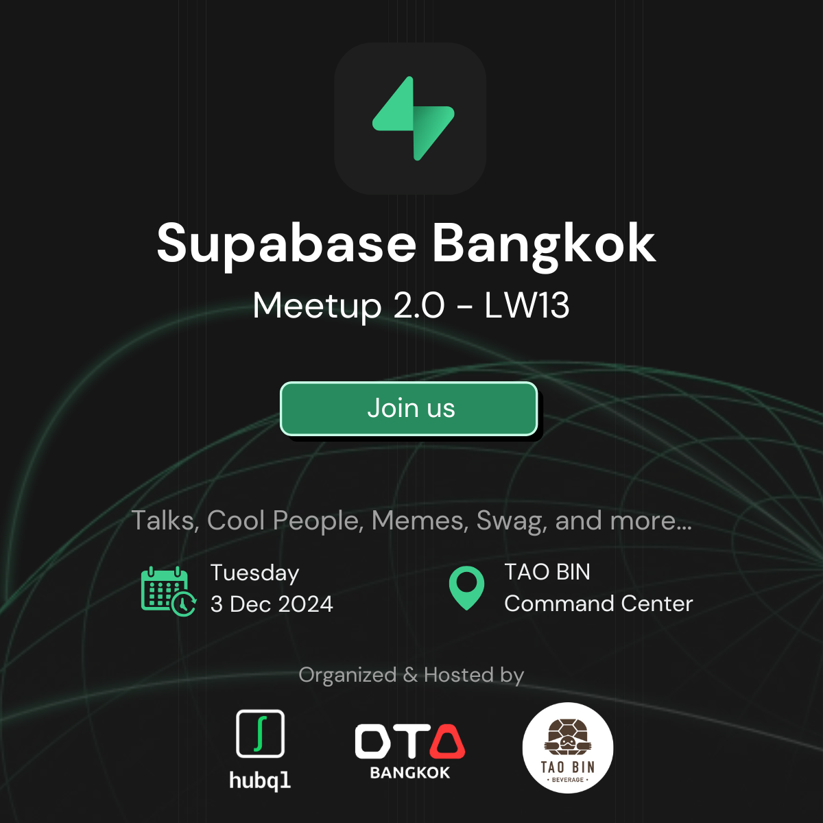Event Cover Photo for Supabase Bangkok Meetup 2.0 - LW13