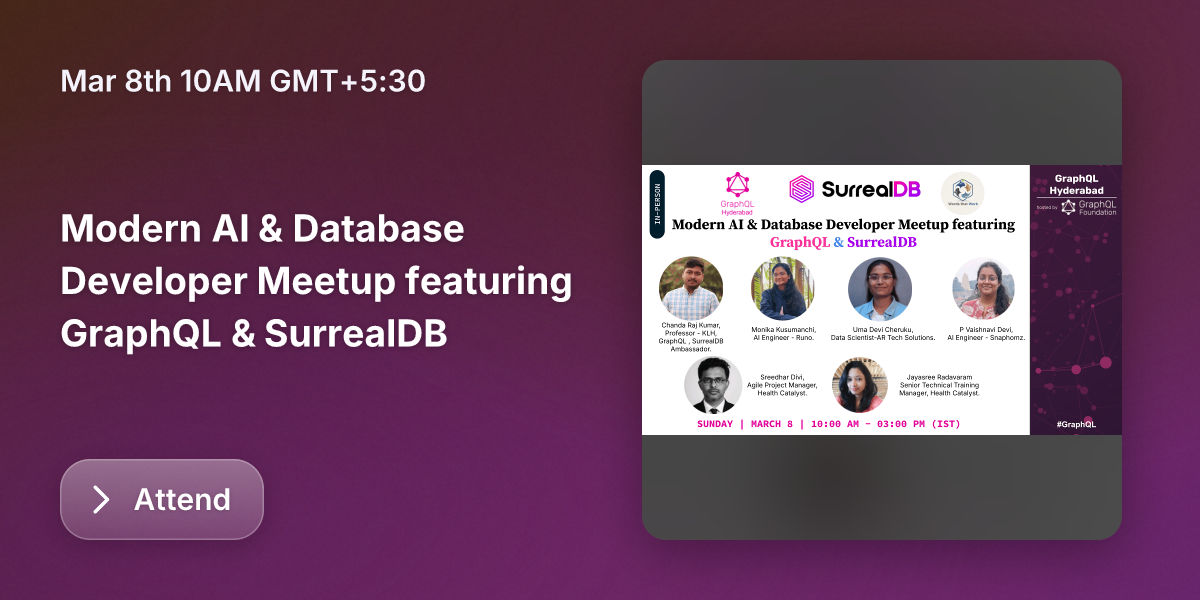 Modern AI & Database Developer Meetup featuring GraphQL & SurrealDB | Guild